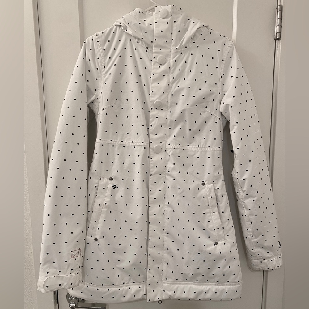 Burton women white polkadots snowboard/ski jacket small